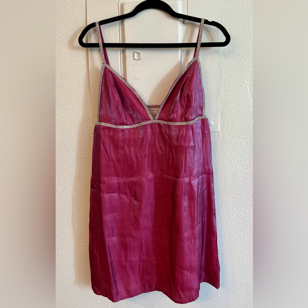 Iridescent Pink Minidress with light Rhinestone Lining